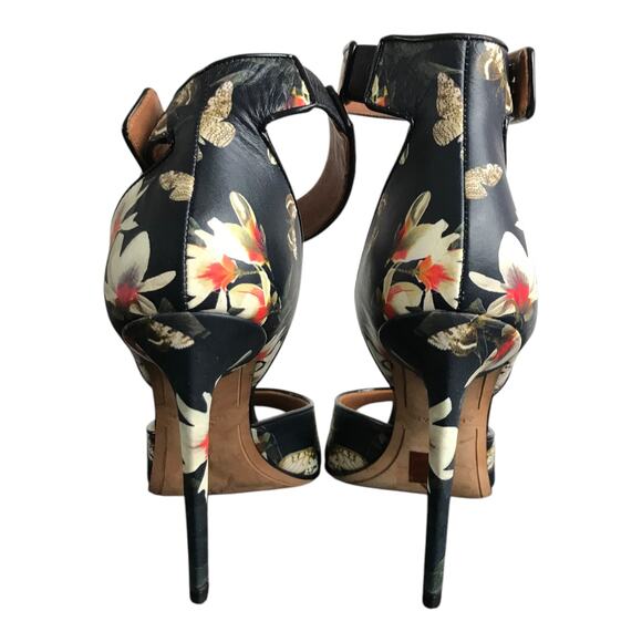 Givenchy‎ Magnolia Moth Black Floral Print Ankle Strap Sandals Women US10 40 NEW - Picture 5 of 10